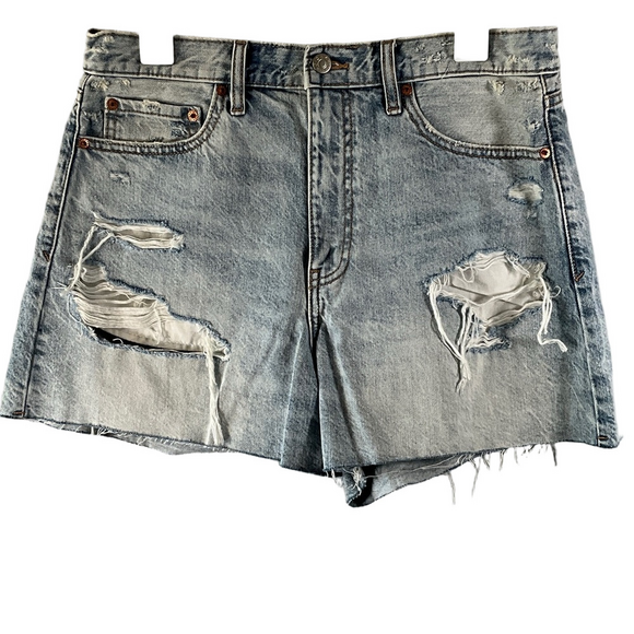 Daze Distressed Denim Shorts - High Waisted - Picture 1 of 5